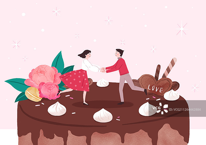 幸福情侣插画图片素材