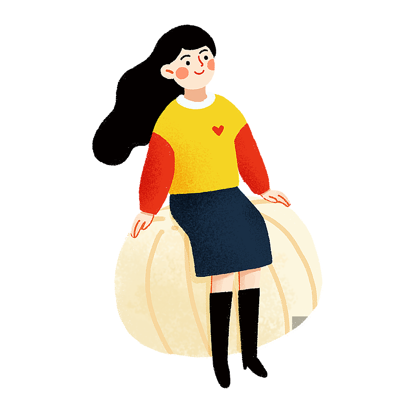 坐在糖瓜上的女孩扁平风图片素材