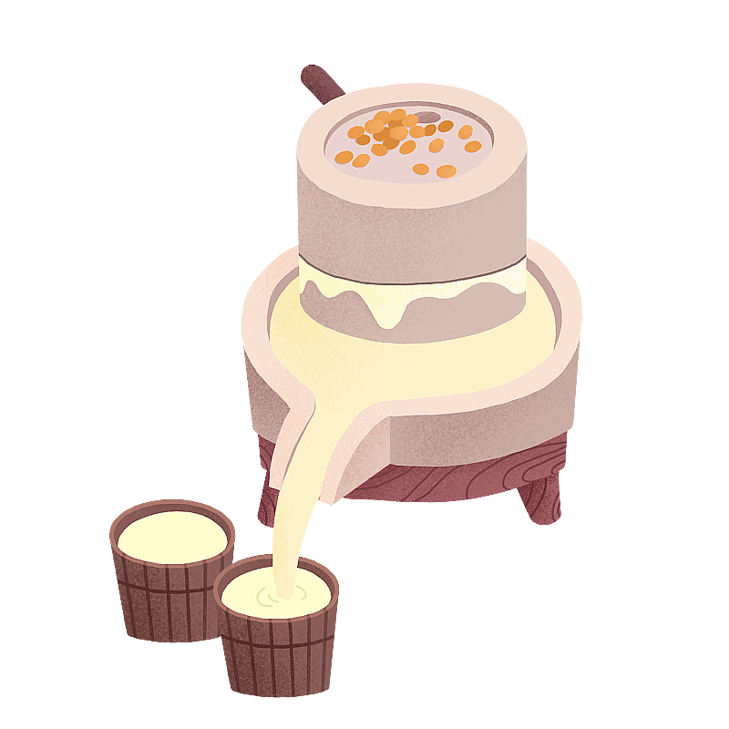 磨豆腐的推磨扁平风图片素材