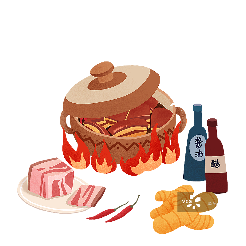 年俗腊月二十六炖大肉扁平风图片素材