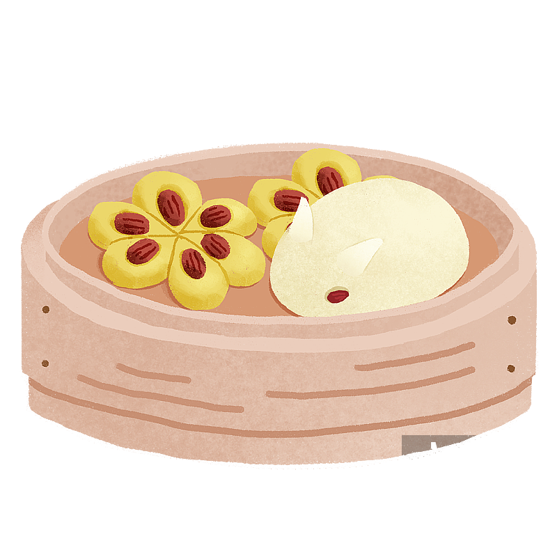 一层蒸笼馒头扁平风图片素材