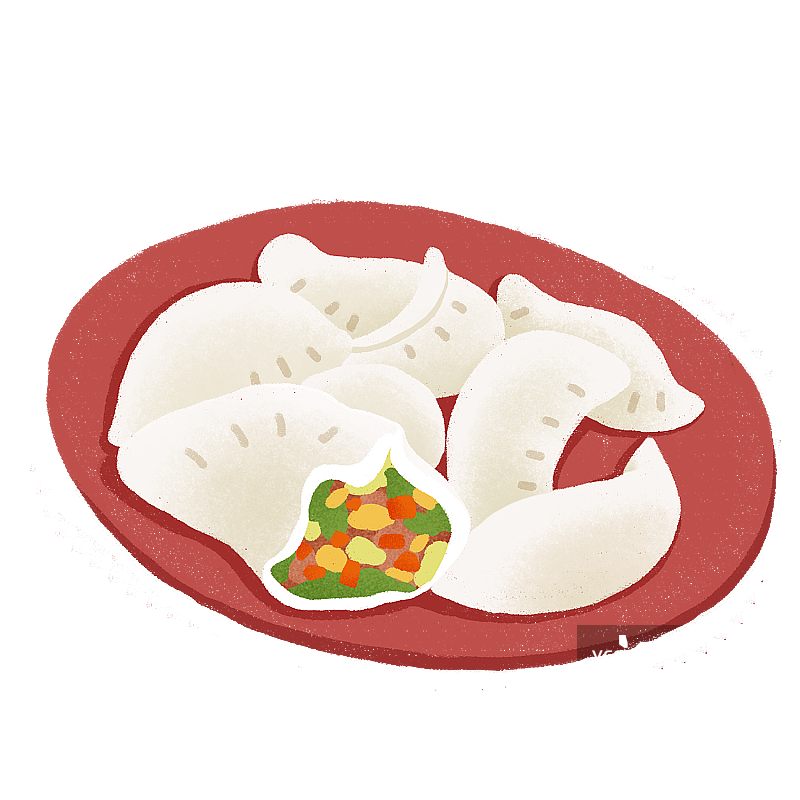 一盘饺子扁平风图片素材