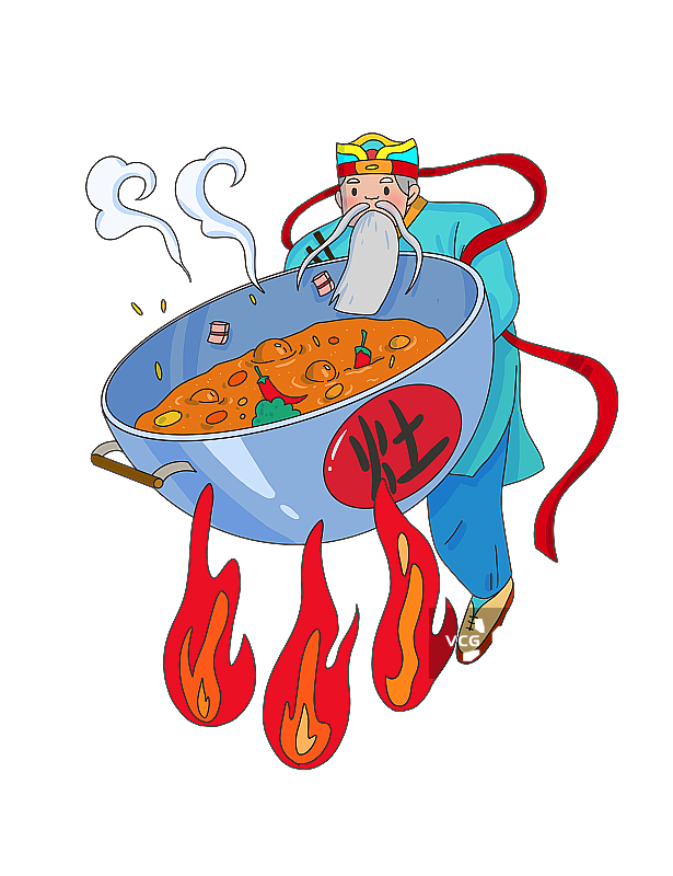灶王爷新年年俗插画元素图片素材