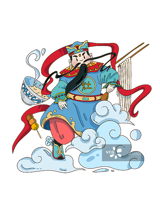 灶神下凡年俗插画元素图片素材