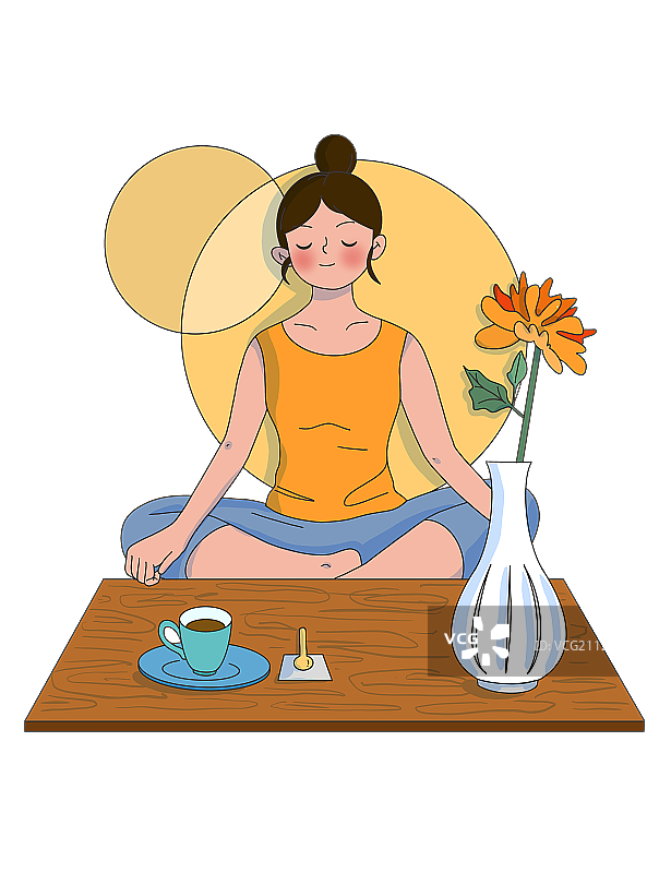 休养生息年俗插画元素图片素材