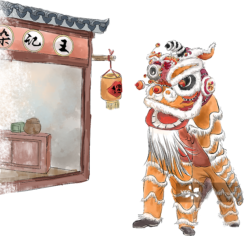 古代舞狮子图片素材