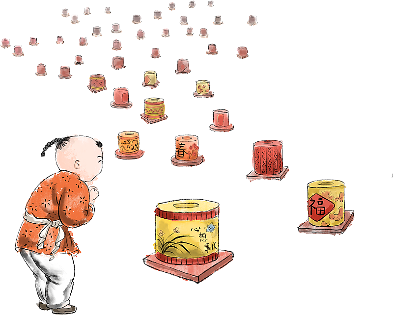 小孩放河灯图片素材