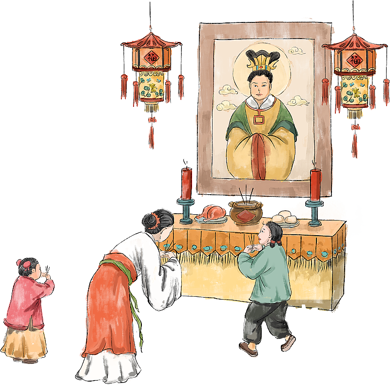 古代妇女祭拜紫姑图片素材