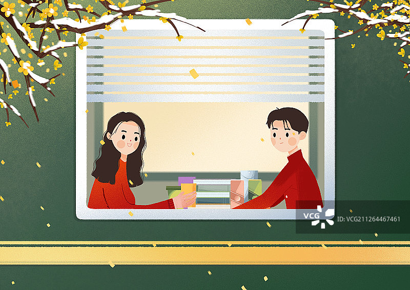 春运时节乘坐火车回家庆祝春节的两个人图片素材