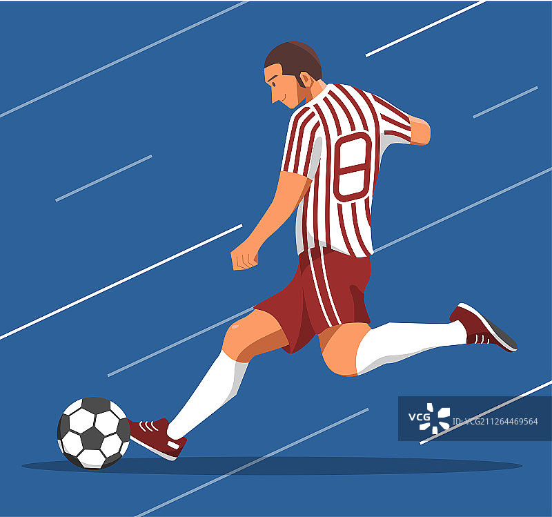 扁平风运动人物踢足球的男人图片素材