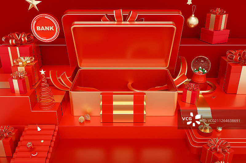 3D节日红色背景空间图片素材