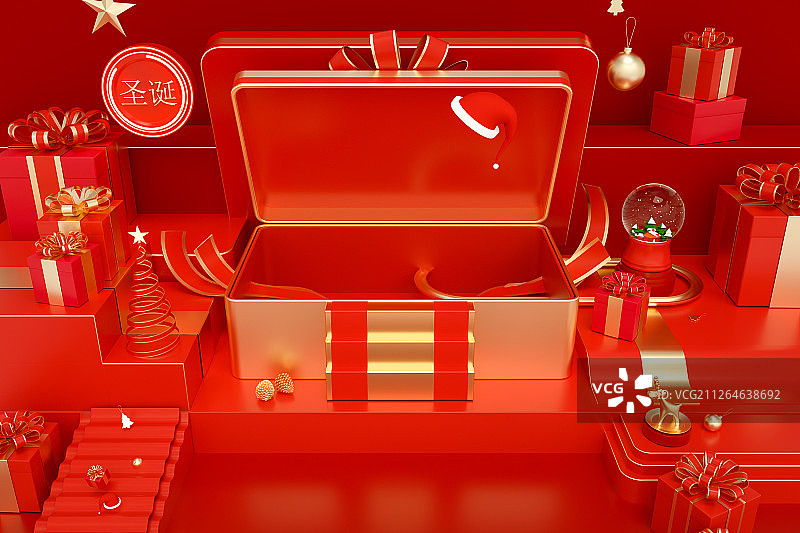 3D节日红色背景空间图片素材
