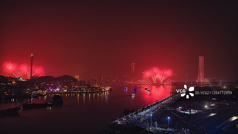 2019年，庆祝澳门回归祖国20周年烟花汇演图片素材