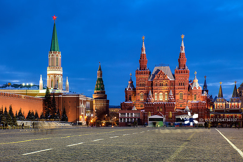 俄罗斯莫斯科红场夜景图片素材