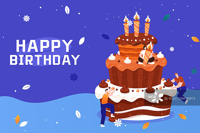 卡通生日快乐庆祝生日蛋糕美食活动矢量背景插画图片素材