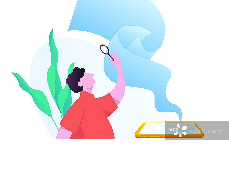 查看信用账单的男人， 矢量扁平人物场景创意概念插画图片素材