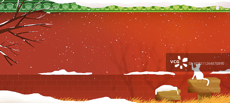 卡通手绘唯美冬天雪景小寒大寒冬季插画图片素材