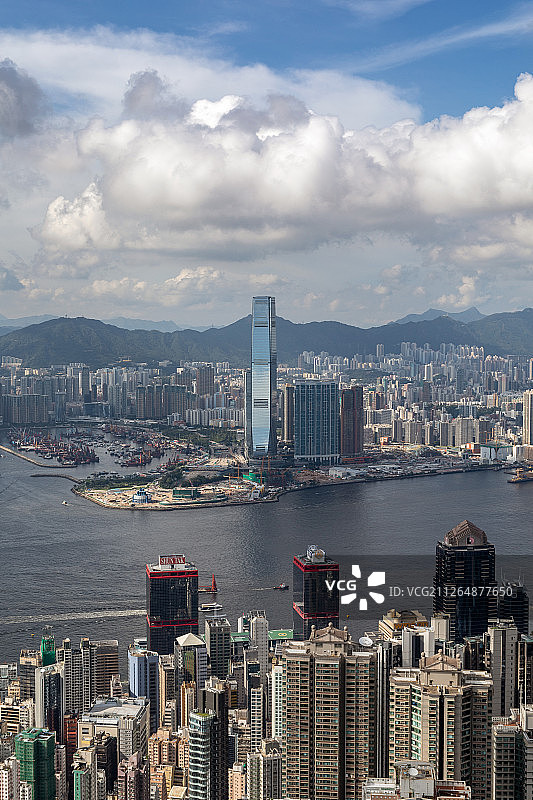 香港维多利亚港CBD城市天际线金融中心摩天高楼建筑商务经济图片素材