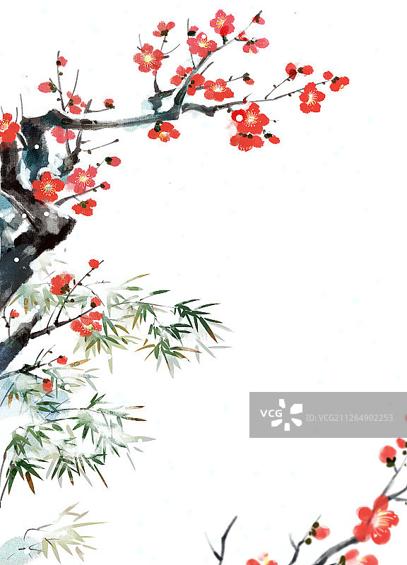 梅花水墨画图片素材