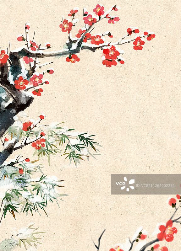 梅花水墨画图片素材