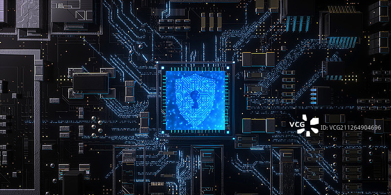 3D抽象芯片和安全图片素材