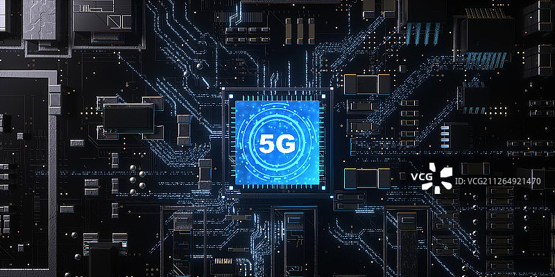 3D芯片和5G信号图片素材