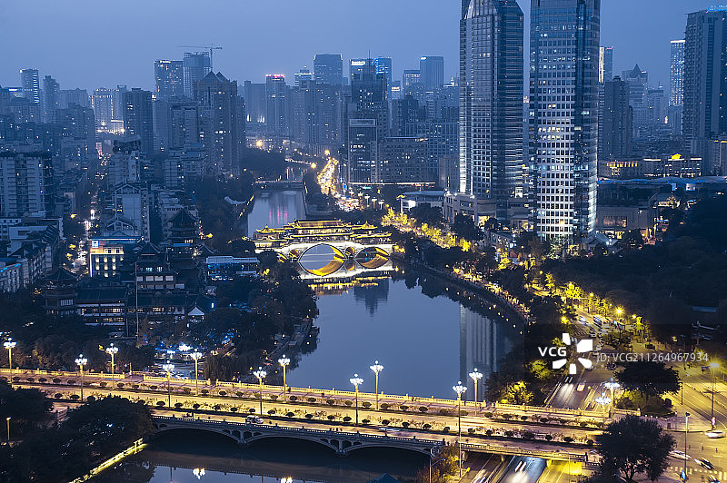 成都廊桥夜景图片素材
