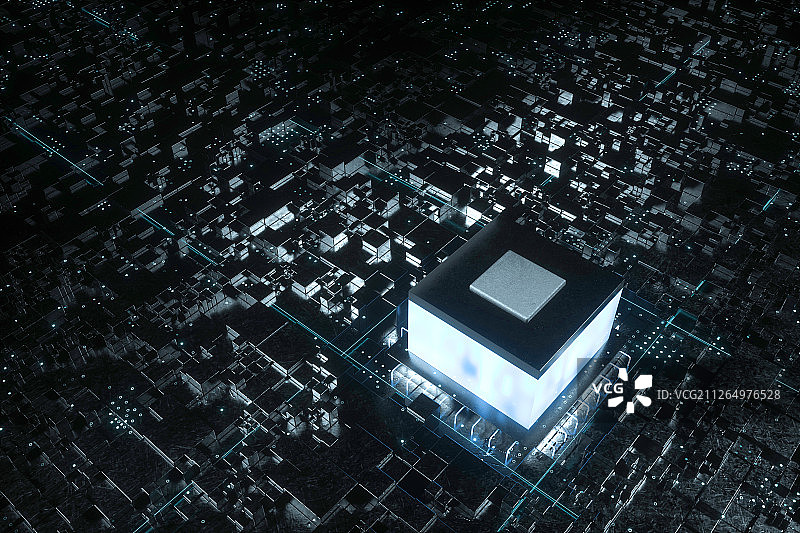 3D抽象芯片背景图片素材