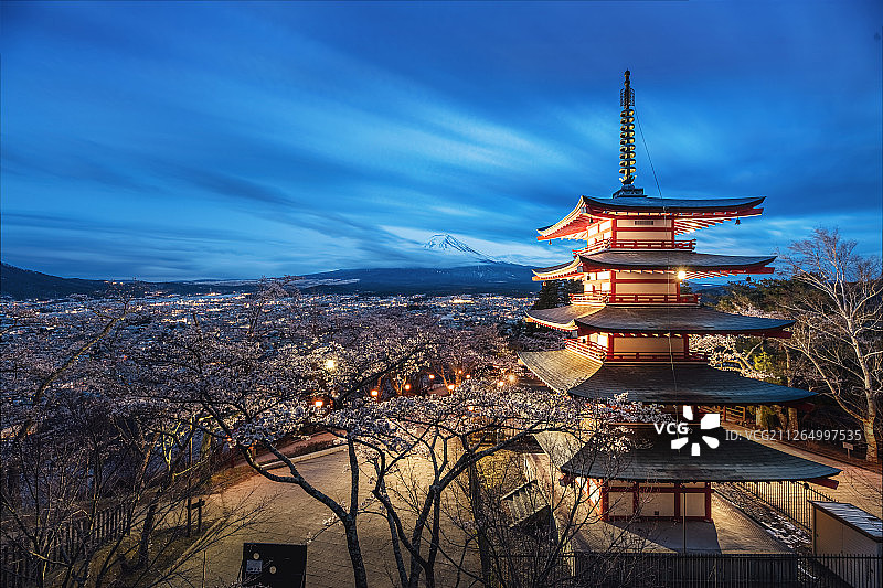 日本富士樱花新仓山浅间公园图片素材