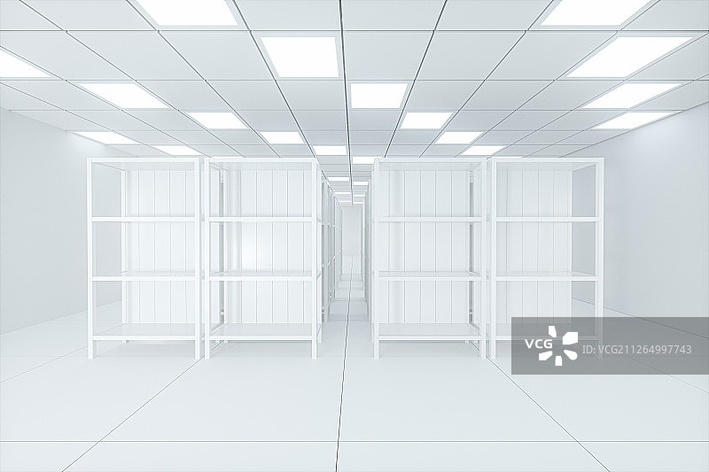 空房间内的木纹书架 三维渲染图片素材