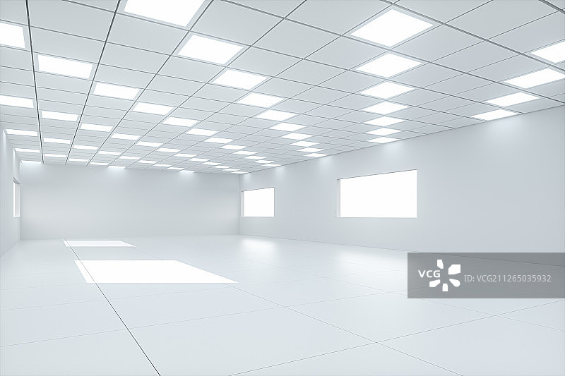纯白色概念室内空间背景 三维渲染图片素材