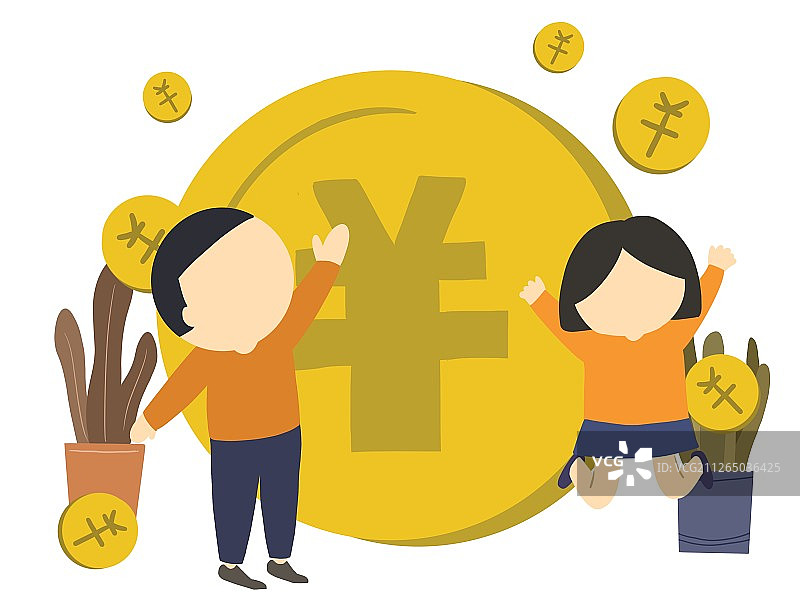 扁平化金币金融插画图片素材
