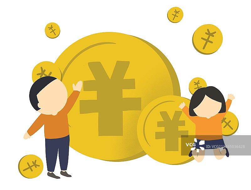 扁平化金币金融插画图片素材