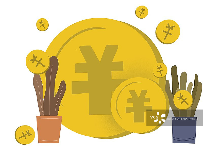 扁平化金币金融插画图片素材