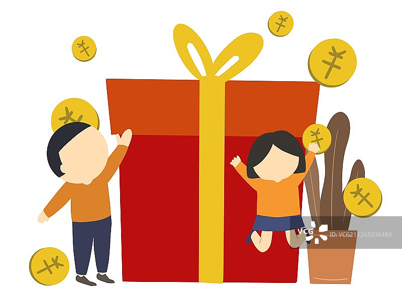 扁平化新年礼物插图图片素材