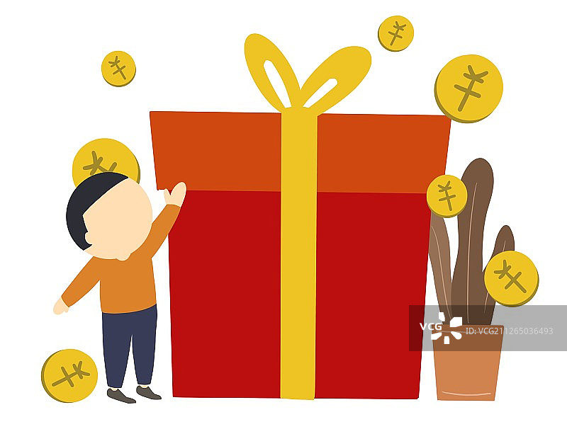 扁平化新年礼物插图图片素材