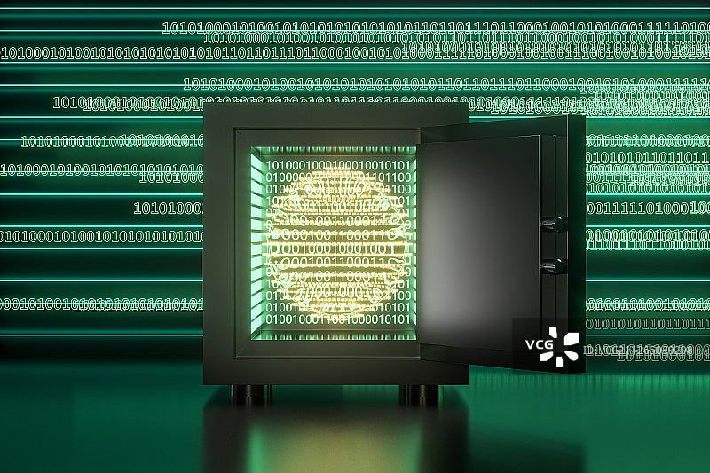 数字科技感金属保险箱 三维渲染图片素材