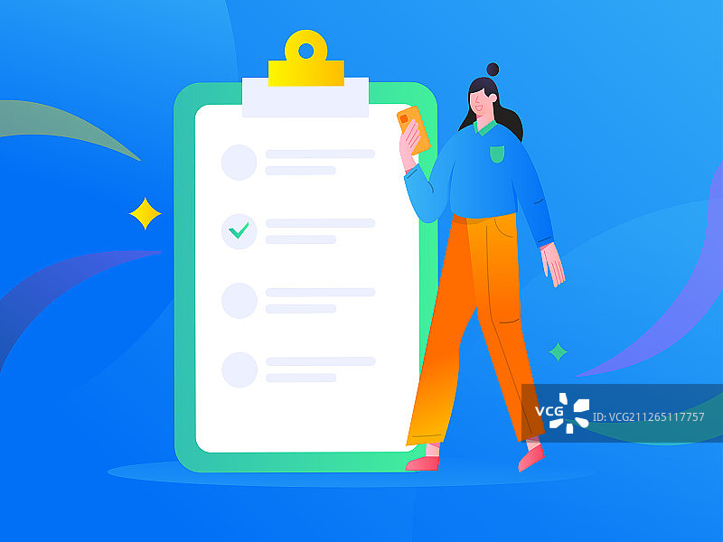 问卷调查， 矢量扁平人物场景创意概念插画图片素材