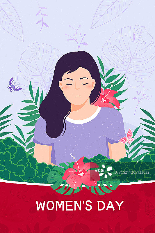 卡通清新妇女节女生节少女矢量背景插画图片素材