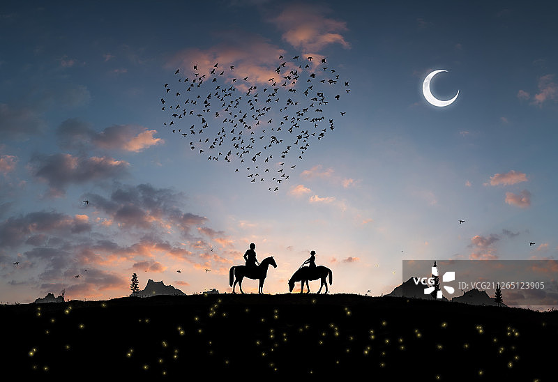 爱心鸟群图片素材