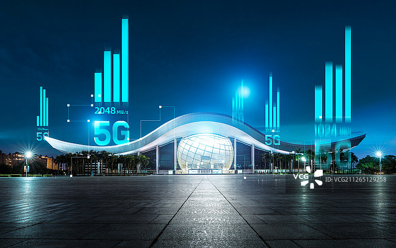 5G网络信号科技快速发展广州科学中心馆城市建筑经济中心图片素材