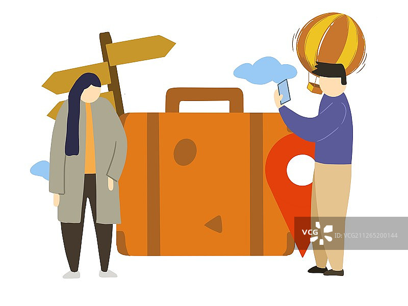 扁平化旅行行李箱图片素材