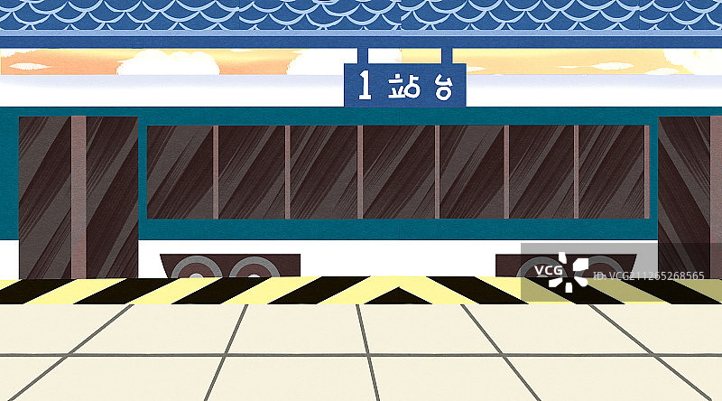 火车站的场景插画背景图片素材