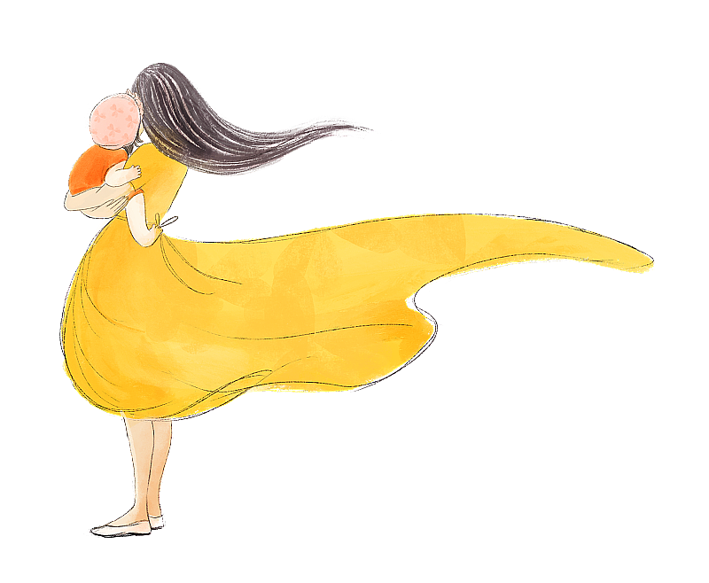 春夏母亲抱着宝宝站立插图图片素材