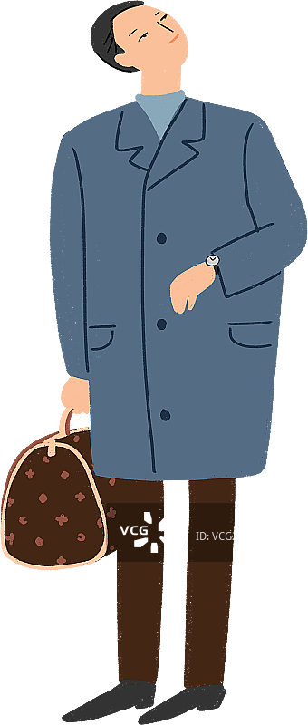 站立等车看时间的男人图片素材