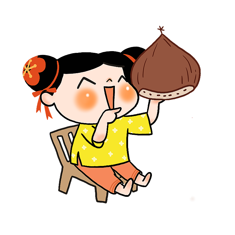 举着栗子哈哈笑的女孩图片素材