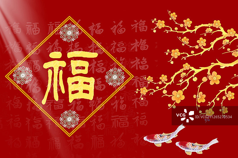 梅花与百福图图片素材