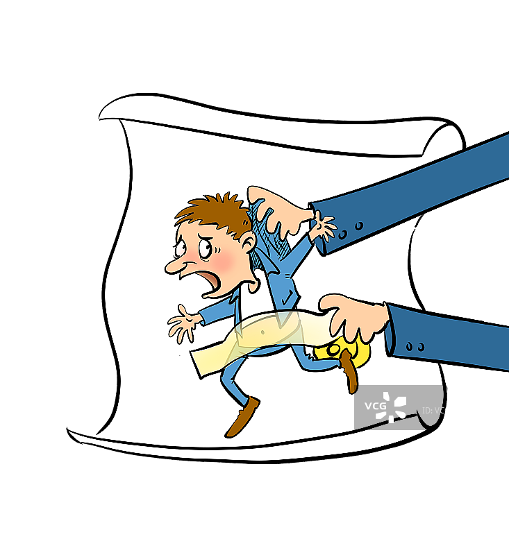 被粘在纸张上的男子图片素材