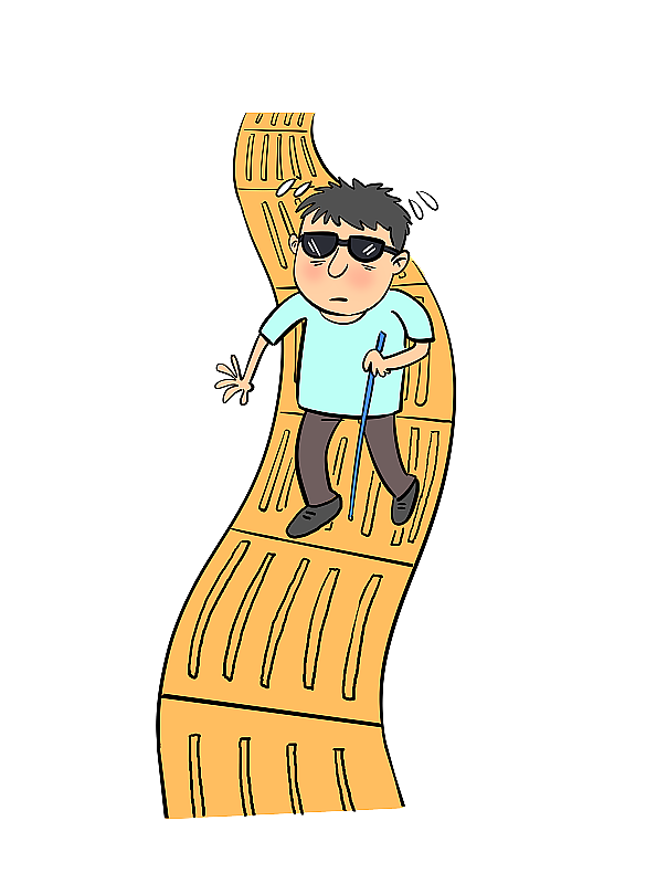 走在盲人道上的盲人图片素材