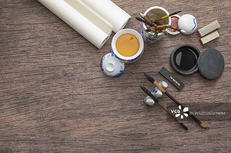 中华传统艺术文房四宝笔墨纸砚图片素材